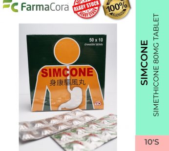 SIMCONE Simeticone 80mg Chewable Tablet 10’s