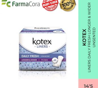 KOTEX Liners Daily Fresh Longer & Wider Unscented 14’s
